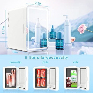 COOSEON Mirrored Mini Beauty Fridge with LED Light