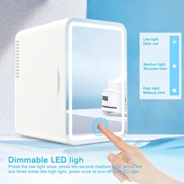 COOSEON Mirrored Mini Beauty Fridge with LED Light