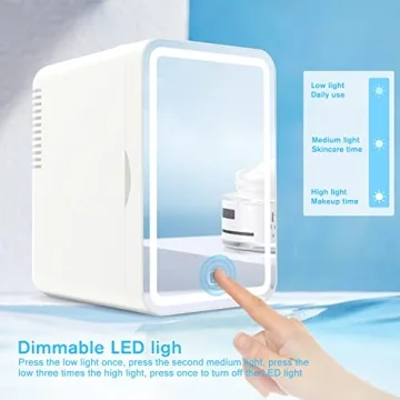 COOSEON Mirrored Mini Beauty Fridge with LED Light