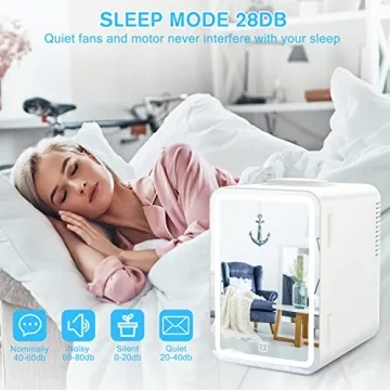 COOSEON Mirrored Mini Beauty Fridge with LED Light