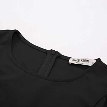 GRACE KARIN Women 3/4 Ruffle Sleeve Slim Fit Business Pencil Dress Black