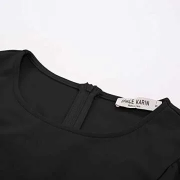 GRACE KARIN Women 3/4 Ruffle Sleeve Slim Fit Business Pencil Dress Black