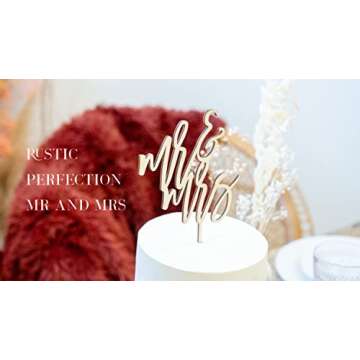 LS Designs Mr Mrs Cake Topper Rustic Wood Cake Topper Wedding Cake Topper Mr Mrs Cake Topper Large 5 1/2 Inches x 8 Inches Wedding Cake Toppers Rustic Cake Topper