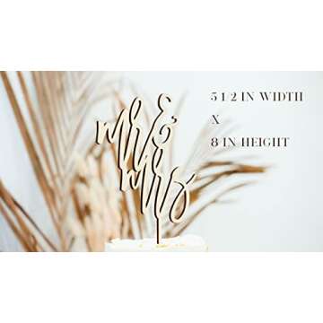 LS Designs Mr Mrs Cake Topper Rustic Wood Cake Topper Wedding Cake Topper Mr Mrs Cake Topper Large 5 1/2 Inches x 8 Inches Wedding Cake Toppers Rustic Cake Topper