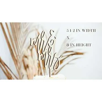 LS Designs Mr Mrs Cake Topper Rustic Wood Cake Topper Wedding Cake Topper Mr Mrs Cake Topper Large 5 1/2 Inches x 8 Inches Wedding Cake Toppers Rustic Cake Topper