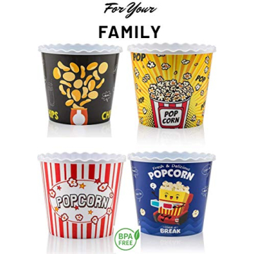Modern Popcorn and Chips Boxes - Fun and Durable Set (4 Pack)