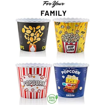 Modern Popcorn and Chips Boxes - Fun and Durable Set (4 Pack)