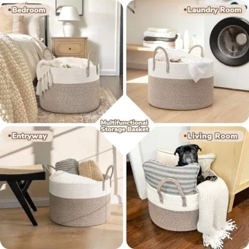 Extra Large Cotton Rope Basket for Blankets Toys Storage