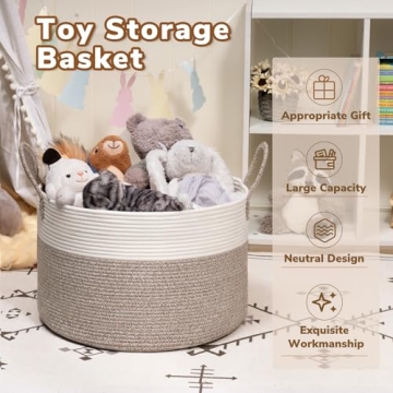 Extra Large Cotton Rope Basket for Blankets Toys Storage