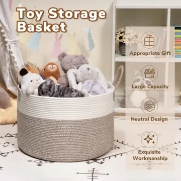 Extra Large Cotton Rope Basket for Blankets Toys Storage