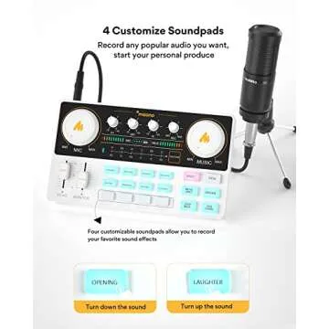 MAONO Podcast Equipment Bundle Audio mixer All-in-One Podcast Production Studio with 3.5mm Microphone for Live Streaming, Podcast Recording, PC, Smartphone, DJ MaonoCaster Lite (AU-AM200-S1)