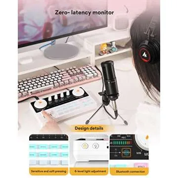 MAONO Podcast Equipment Bundle Audio mixer All-in-One Podcast Production Studio with 3.5mm Microphone for Live Streaming, Podcast Recording, PC, Smartphone, DJ MaonoCaster Lite (AU-AM200-S1)