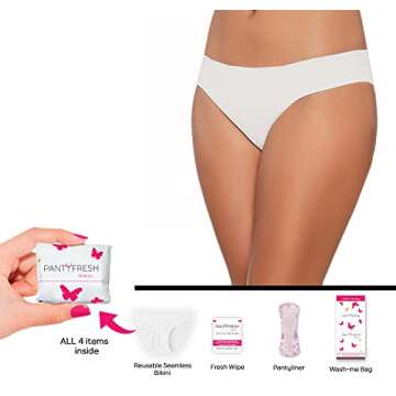 Emergency Panties 3in1 Hygiene Kit Includes Seamless Bikini Underwear, Fresh Wipe & Liner Accidents Travel On-The-Go Toiletry Kit