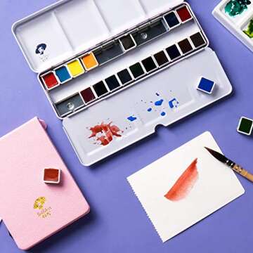 Paul Rubens Watercolor Paint Artist Grade 24 Colors, Watercolor Set Art Solid Cakes with Palette and...