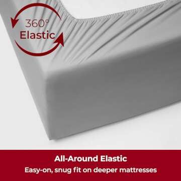 Mellanni Extra Deep California King Sheets - 4 PC Iconic Collection Bedding - Hotel Luxury, Ultra Soft, Cooling Bed Sheets - Wrinkle, Fade, Stain Resistant (Cal King, Light Gray)