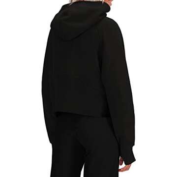 Womens Hooded Pullover Sweatshirts Half Zipper Crop Hoodie Fleece Lined Collar Zip Up Hoodies Cropped Long Sleeve Tops