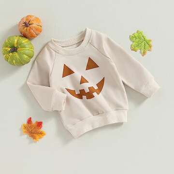JeuaPho Toddler Halloween Sweatshirt Cute Pumpkin Design