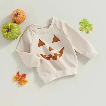 JeuaPho Toddler Halloween Sweatshirt Cute Pumpkin Design