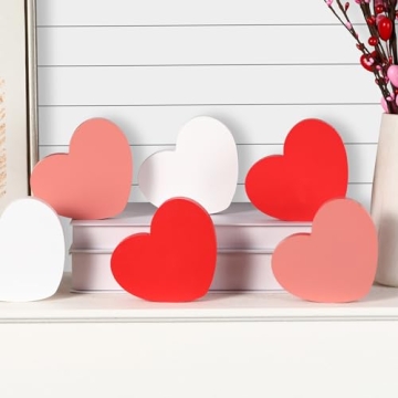 FestalMart Wooden Heart Decorations - 6PCS Valentine's Decor