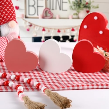 FestalMart Wooden Heart Decorations - 6PCS Valentine's Decor