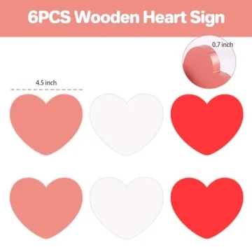 FestalMart Wooden Heart Decorations - 6PCS Valentine's Decor
