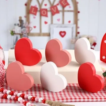 FestalMart Wooden Heart Decorations - 6PCS Valentine's Decor