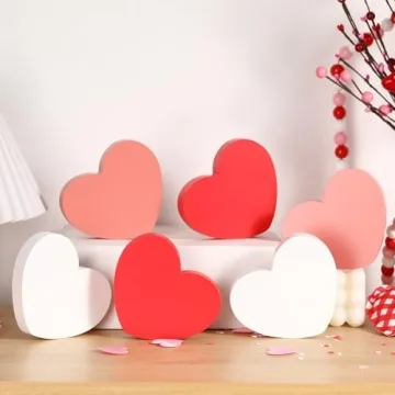 FestalMart Wooden Heart Decorations - 6PCS Valentine's Decor