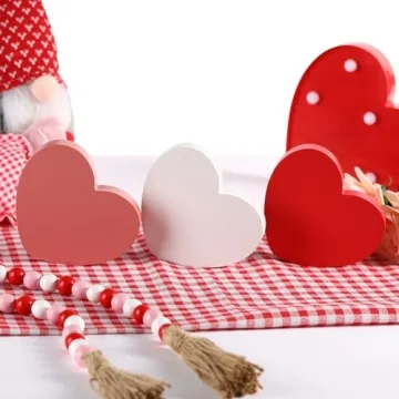 FestalMart Wooden Heart Decorations - 6PCS Valentine's Decor