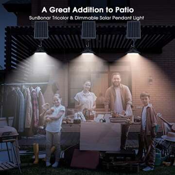 SunBonar Solar Pendant Lights Indoor Outdoor,3200K/4000K/6000K Dimmable Daytime Available Solar Shed...