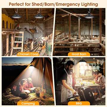 SunBonar Solar Pendant Lights Indoor Outdoor,3200K/4000K/6000K Dimmable Daytime Available Solar Shed Light with ON OFF Switch & Remote Solar Hanging Chandelier Lights for Home Barn Garage Chicken Coop