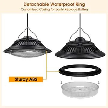 SunBonar Solar Pendant Lights Indoor Outdoor,3200K/4000K/6000K Dimmable Daytime Available Solar Shed Light with ON OFF Switch & Remote Solar Hanging Chandelier Lights for Home Barn Garage Chicken Coop
