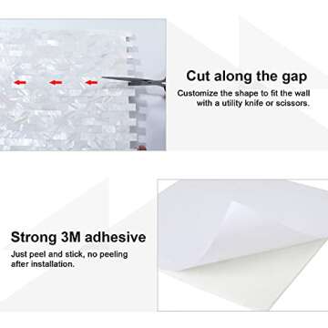 Reovatile 10-Sheet Peel and Stick Mother of Pearl Backsplash Shell Mosaic for Kitchen and Bathroom