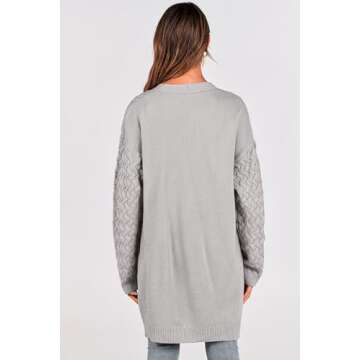 PRETTYGARDEN Women's Fall Open Front Chunky Cardigans Casual Long Sleeve Cable Knit Sweater Coat Out...