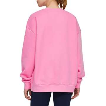 THE GYM PEOPLE Women's Fleece Crewneck Sweatshirt Loose fit Soft Oversized Pullover Sweatshirt(Pink, X-Large)