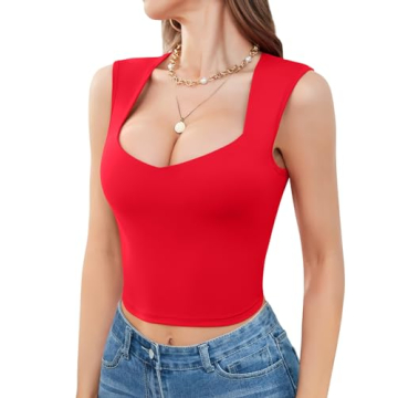 Stylish V Neck Tank Top with Built-in Bra for Women
