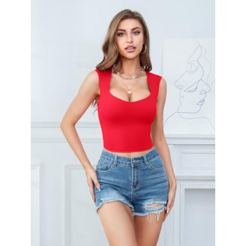 Stylish V Neck Tank Top with Built-in Bra for Women