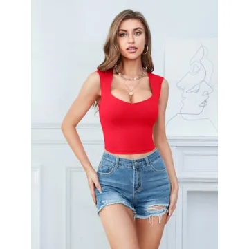Stylish V Neck Tank Top with Built-in Bra for Women