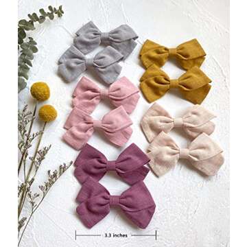 Cherssy Baby Girl Hair Bows Clips Barrettes, 10pcs Hair Alligator Clips Accessories for Toddlers, School Girls, Children