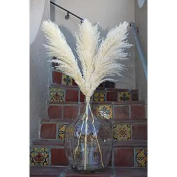 Feathers for Vase - 3 46" Large Pampas Grass Decor Tall - Dried Pampas Grass Vase - Boho Plants - Pompas Decorativas Tall - Fluffy Pampas Grass White - Boho Desk Decor - Boho Wedding Decor