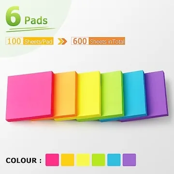 Vibrant 3x3 Sticky Notes Pack of 600 Sheets for Organization