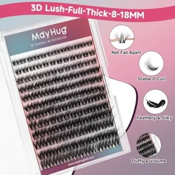 Mayhug DIY Eyelash Clusters - 144 Fluffy Lashes for Home