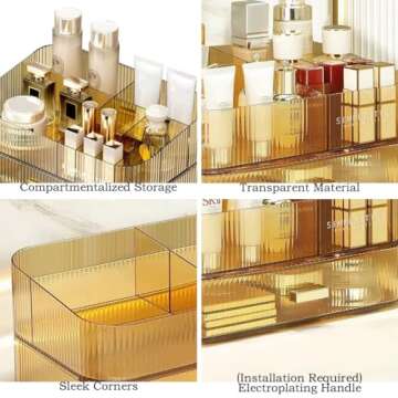 MIUOPUR Makeup Organizer with Stackable Drawers, Bathroom Vanity Organizers and Storage, Ideal for Desk and Dresser Countertops, Great for Cosmetics, skincare, Lipsticks, Nail Care -Amber