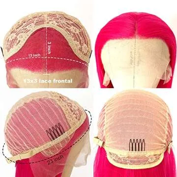 QD-Tizer Hot Pink Lace Front Wig 24 inch in Vibrant Color