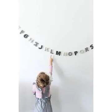 Nivas Alphabet Garland/Alphabet Banner/ABC Decor/Toddler Room Wall Hanging/Teepee Decorations/Felt Banners/Natural Wool Felt/Nursery Decor/Baby Room (Grey)