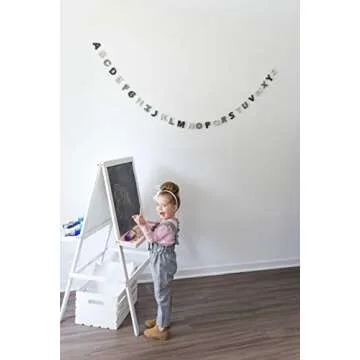 Nivas Alphabet Garland/Alphabet Banner/ABC Decor/Toddler Room Wall Hanging/Teepee Decorations/Felt Banners/Natural Wool Felt/Nursery Decor/Baby Room (Grey)