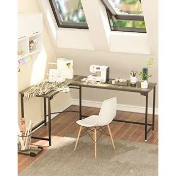 Teraves Modern L-Shaped Desk Stylish Workstation for Home