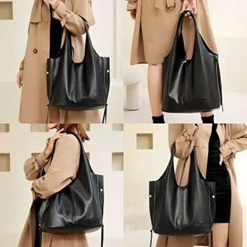 Blofinche Genuine Leather Hobo Tote Handbag for Women