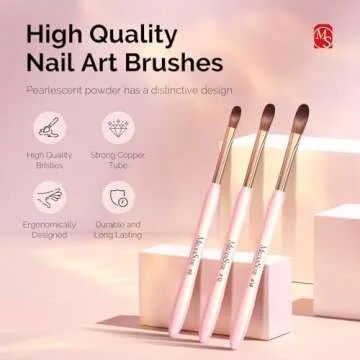 MelodySusie 3Pcs Acrylic Nail Brush Set, Size 8/12/14 Professional Nail Brushes for Acrylic Applicat...