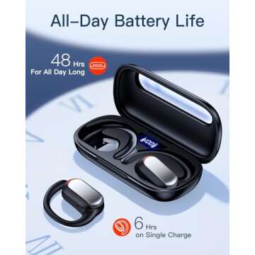 TAGRY Open Ear Headphones Bluetooth 5.4 Earbuds 48Hrs Playtime Wireless Ear Buds with Earhook Mic St...