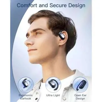 TAGRY Open Ear Headphones Bluetooth 5.4 Earbuds 48Hrs Playtime Wireless Ear Buds with Earhook Mic Stereo Sound Earphones with 16mm Speaker Air Conduction Earbud for Sport Fitness Workout Running Black